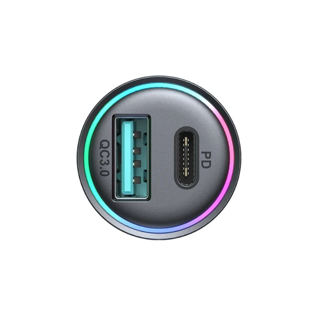 Автомобільний зарядний пристрій Joyroom USB-A/USB-C 60W Black (JR-CCN04)