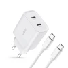 Мережевий зарядний пристрій Tech-Protect 20W 2xUSB-C with USB-C to USB-C Cable 1m White (9319456607291)