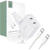 Мережевий зарядний пристрій Tech-Protect 20W 2xUSB-C with USB-C to USB-C Cable 1m White (9319456607291)