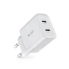 Мережевий зарядний пристрій Tech-Protect 20W 2xUSB-C White (9319456607093)