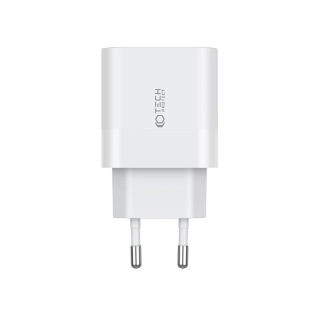 Мережевий зарядний пристрій Tech-Protect 20W 2xUSB-C White (9319456607093)