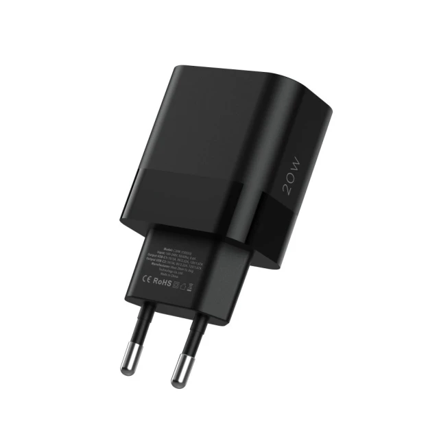 Сетевое зарядное устройство Tech-Protect 20W 2xUSB-C Black (9319456607284)