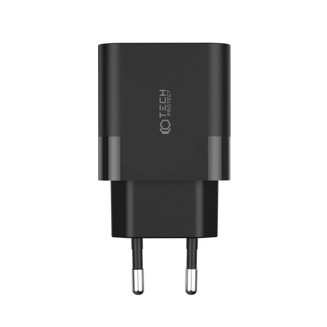 Сетевое зарядное устройство Tech-Protect 20W 2xUSB-C Black (9319456607284)