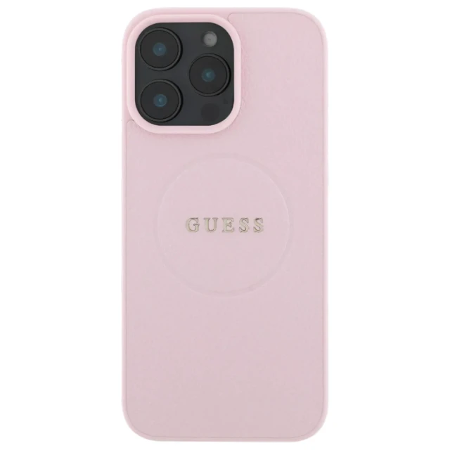 Чохол Guess Grained Gold Ring для iPhone 16 Pro Pink with MagSafe (GUHMP16LPGHSMMP)