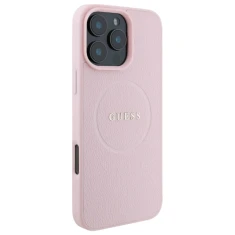 Чохол Guess Grained Gold Ring для iPhone 16 Pro Pink with MagSafe (GUHMP16LPGHSMMP)