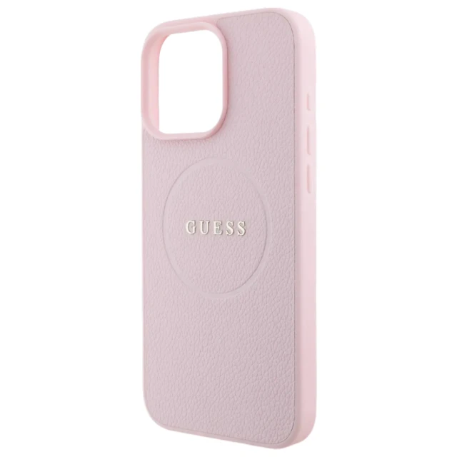 Чохол Guess Grained Gold Ring для iPhone 16 Pro Pink with MagSafe (GUHMP16LPGHSMMP)