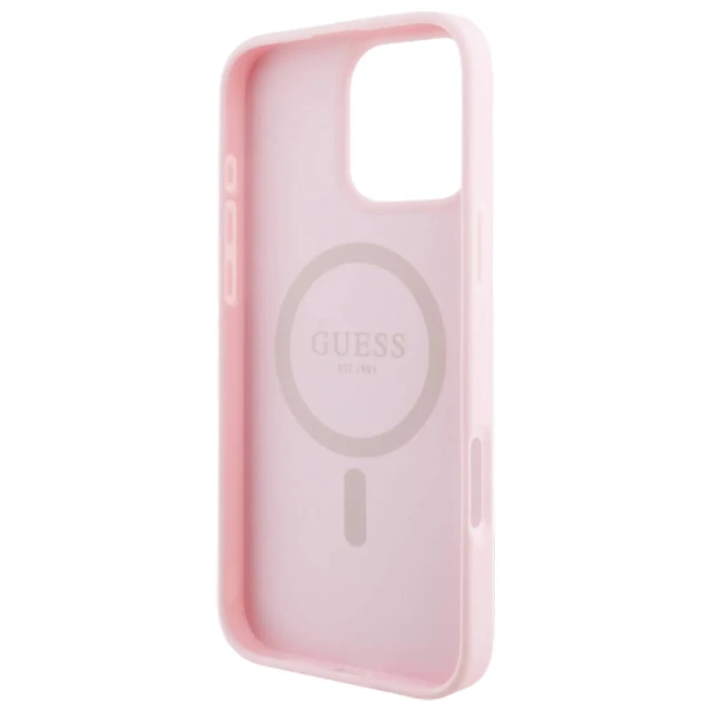 Чохол Guess Grained Gold Ring для iPhone 16 Pro Pink with MagSafe (GUHMP16LPGHSMMP)