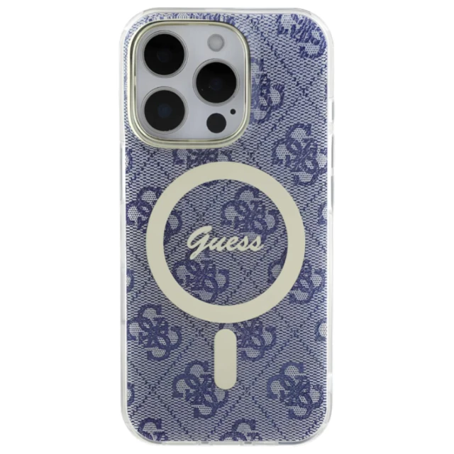Чохол Guess IML 4G для iPhone 16 Blue with MagSafe (GUHMP16SH4STB)