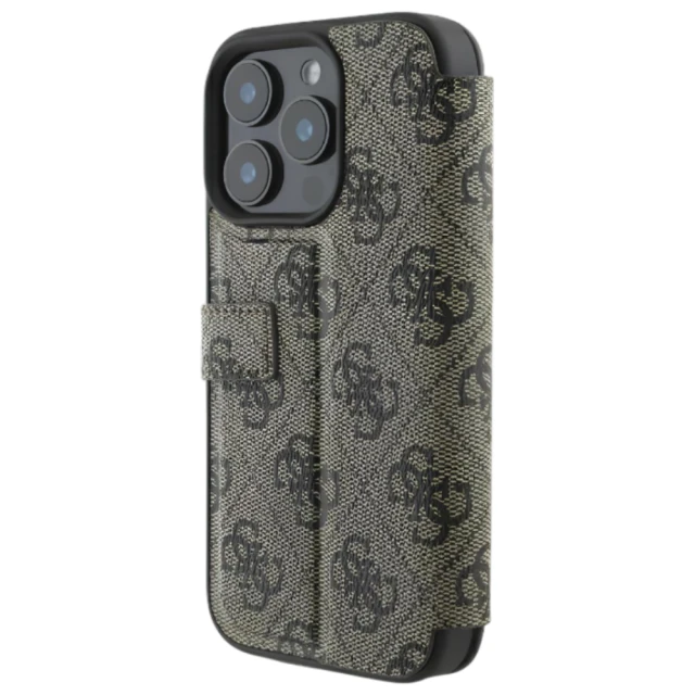 Чохол-книжка Guess 4G Big Metal Logo для iPhone 16 Pro Brown (GUBKP16L4GMGBR)