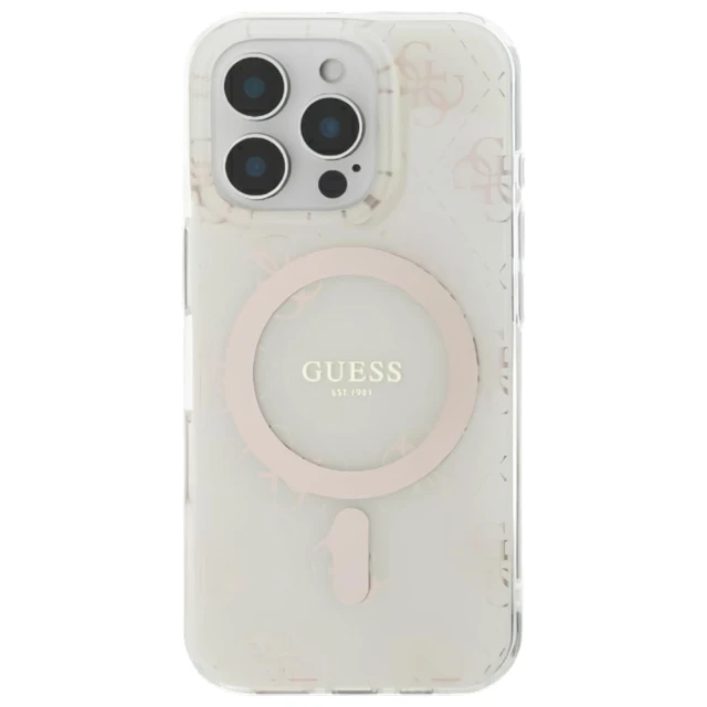 Чехол Guess IML 4G Background для iPhone 16 Pro White with MagSafe (GUHMP16LH4DTEH)