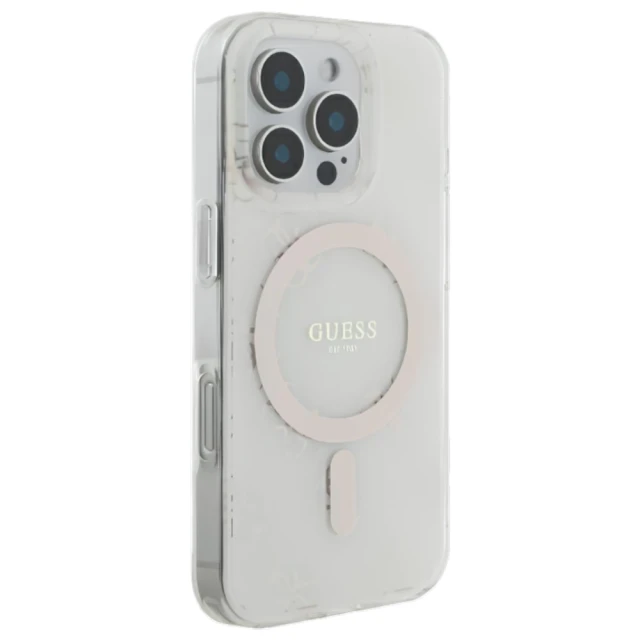 Чехол Guess IML 4G Background для iPhone 16 Pro White with MagSafe (GUHMP16LH4DTEH)