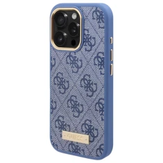 Чохол Guess 4G Logo Plate для iPhone 16 Pro Max Blue with MagSafe (GUHMP16XU4GPRB)