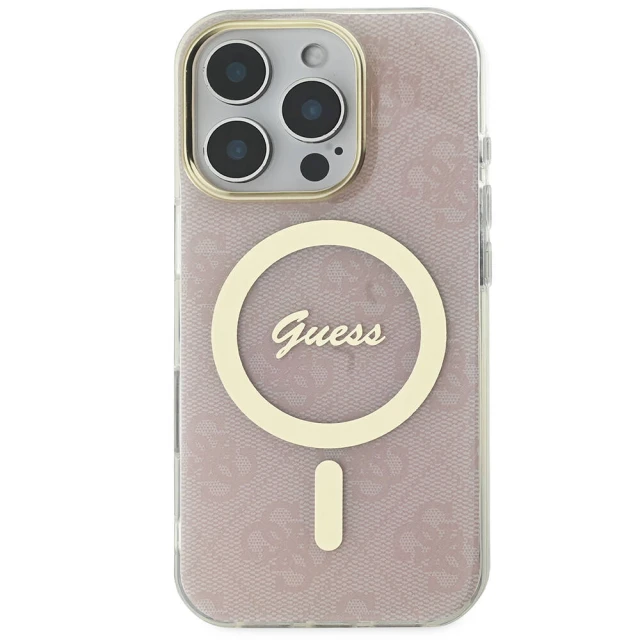 Чохол Guess IML 4G для iPhone 16 Pro Pink with MagSafe (GUHMP16LH4STP)