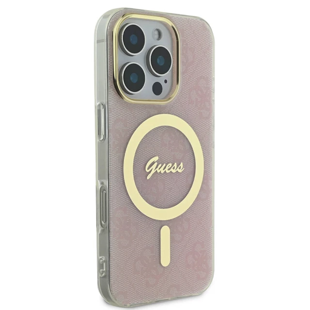Чохол Guess IML 4G для iPhone 16 Pro Pink with MagSafe (GUHMP16LH4STP)