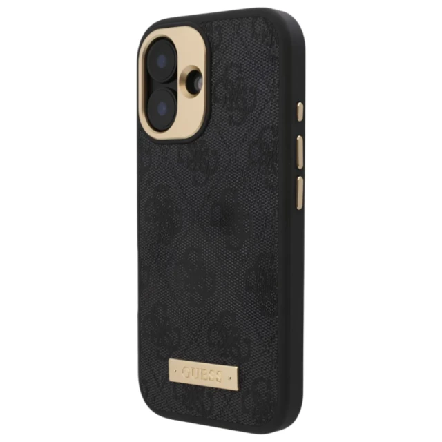 Чохол Guess 4G Logo Plate для iPhone 16 Black with MagSafe (GUHMP16SU4GPRK)