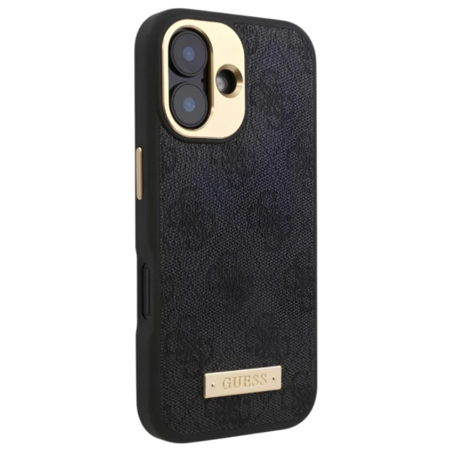Чохол Guess 4G Logo Plate для iPhone 16 Black with MagSafe (GUHMP16SU4GPRK)