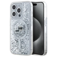 Чохол Karl Lagerfeld Liquid Glitter Karl & Choupette Head для iPhone 15 Pro Transparent with MagSafe (KLHMP15LLGKCSGH)