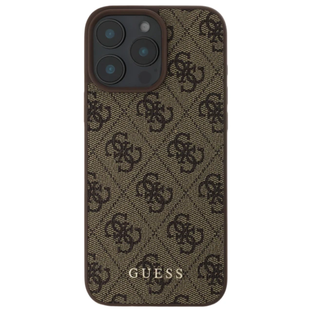 Чохол Guess 4G Metal Gold Logo для iPhone 16 Pro Max Brown (GUHCP16XG4GFBR)