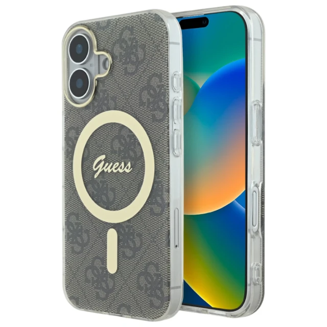 Чохол Guess IML 4G для iPhone 16 Plus Brown with MagSafe (GUHMP16MH4STW)