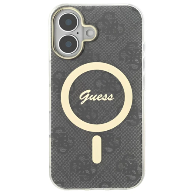 Чохол Guess IML 4G для iPhone 16 Plus Black with MagSafe (GUHMP16MH4STK)