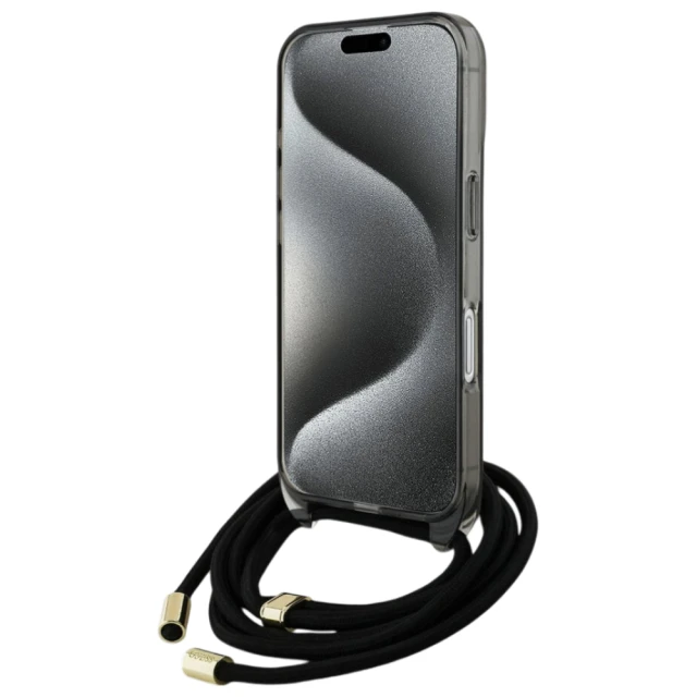 Чохол Guess Crossbody Cord Script для iPhone 16 Black with MagSafe (GUHMP16SHCTSGNSK)