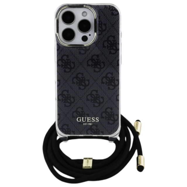 Чохол Guess Crossbody Cord 4G Print для iPhone 16 Pro Max Black (GUHCP16XHC4SEK)
