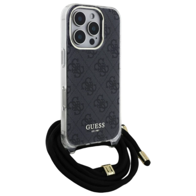 Чохол Guess Crossbody Cord 4G Print для iPhone 16 Pro Max Black (GUHCP16XHC4SEK)