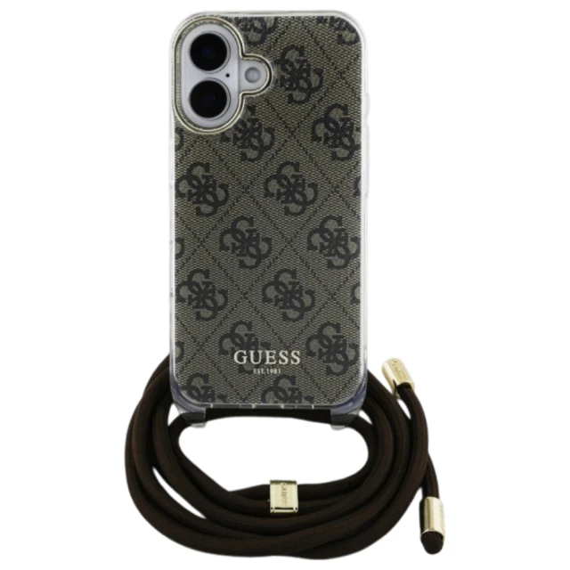 Чохол Guess Crossbody Cord 4G Print для iPhone 16 Brown (GUHCP16SHC4SEW)