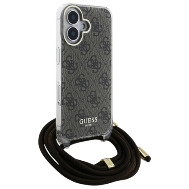 Чохол Guess Crossbody Cord 4G Print для iPhone 16 Brown (GUHCP16SHC4SEW)