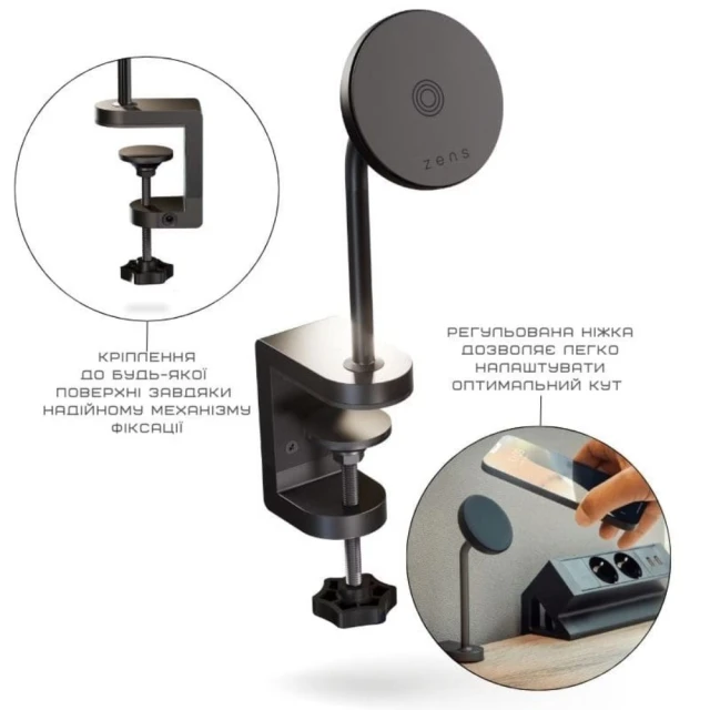 Бездротовий зарядний пристрій Zens Office Charger Mount Pro 2 Wireless 15W Black (ZESC19B/00)