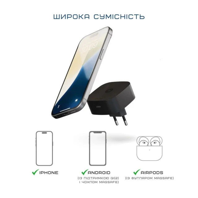 Бездротовий зарядний пристрій Zens Wireless Charging Adapter 15W Black (ZESC18B/00)