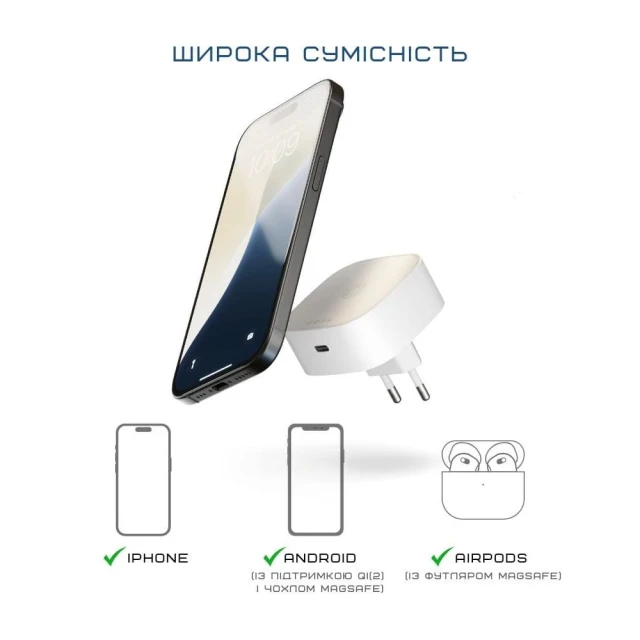 Бездротовий зарядний пристрій Zens Wireless Charging Adapter 15W White (ZESC18W/00)