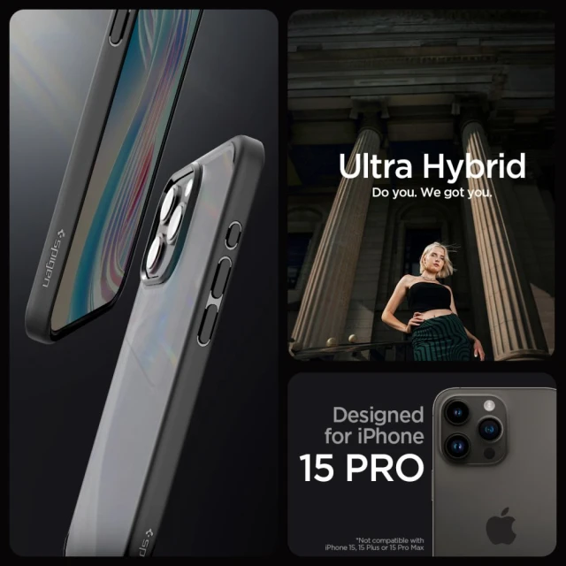 Чехол Spigen Ultra Hybrid для iPhone 15 Pro Max Frost Black (ACS06568)