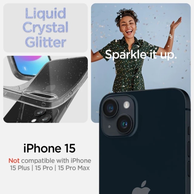 Чохол Spigen Liquid Crystal Glitter для iPhone 15 Glitter Crystal (ACS06788)