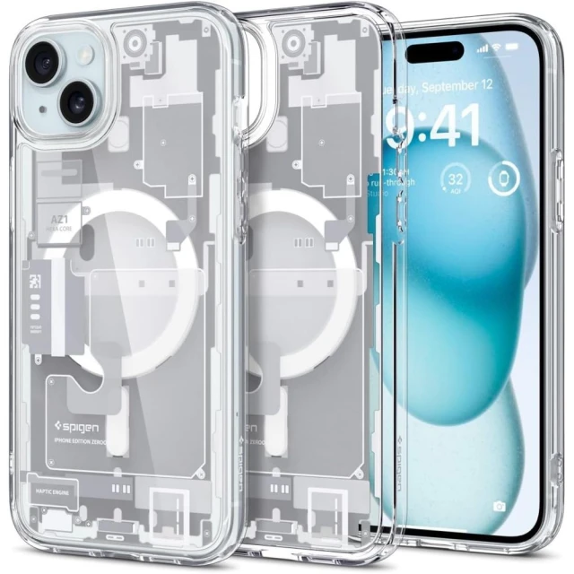Чохол Spigen Ultra Hybrid для iPhone 15 Plus Zero One White with MagSafe (ACS07035)