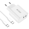 Мережевий зарядний пристрій Tech-Protect PD 35W 2xUSB-C with USB-C to USB-C Cable 1m White (9319456605570)