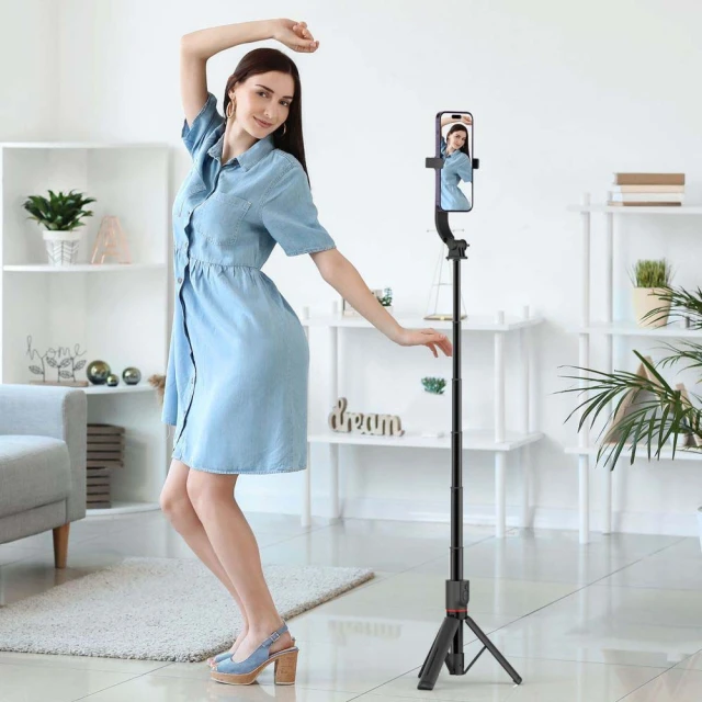 Универсальный штатив Tech-Protect L04s Magsafe Wireless Selfie Stick Tripod Black (9319456605471)