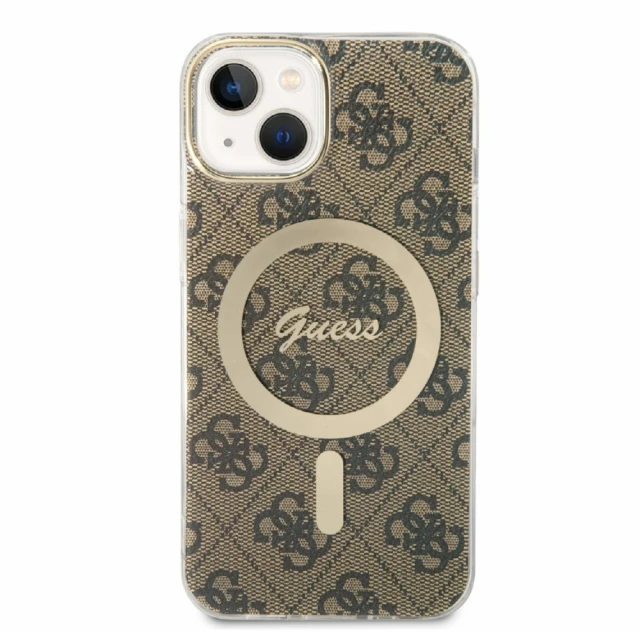 Чохол Guess IML 4G для iPhone 15 Plus Brown with MagSafe (GUHMP15MH4STW)