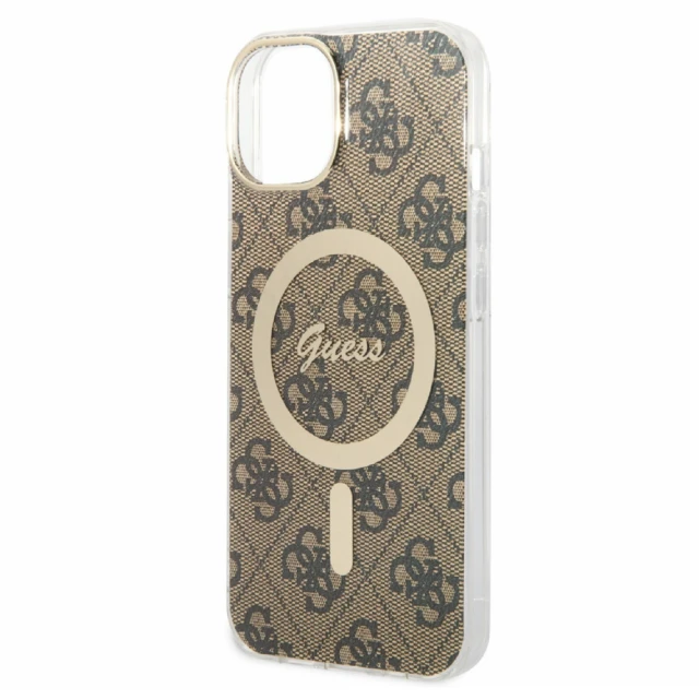 Чохол Guess IML 4G для iPhone 15 Plus Brown with MagSafe (GUHMP15MH4STW)