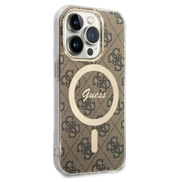 Чехол Guess IML 4G для iPhone 15 Pro Max Brown with MagSafe (GUHMP15XH4STW)