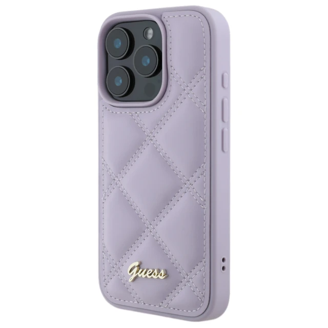 Чохол Guess Quilted Metal Logo для iPhone 16 Pro Light Purple (GUHCP16LPSQSQSU)