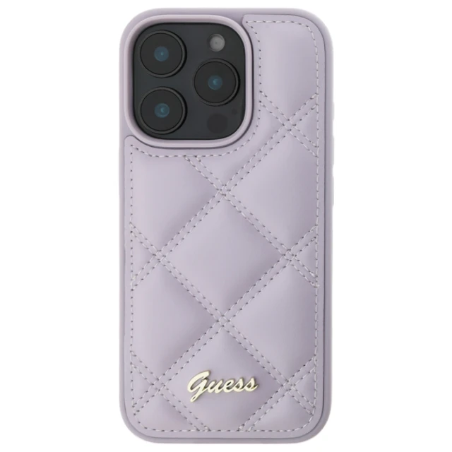 Чохол Guess Quilted Metal Logo для iPhone 16 Pro Light Purple (GUHCP16LPSQSQSU)