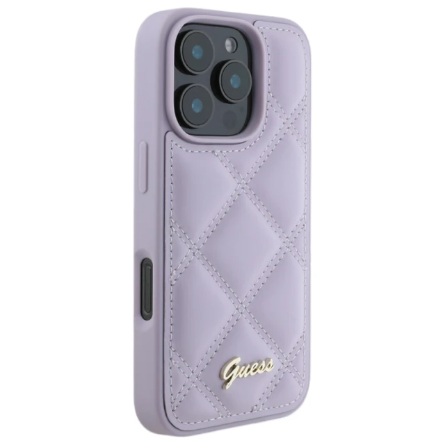 Чохол Guess Quilted Metal Logo для iPhone 16 Pro Light Purple (GUHCP16LPSQSQSU)