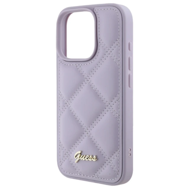 Чохол Guess Quilted Metal Logo для iPhone 16 Pro Light Purple (GUHCP16LPSQSQSU)