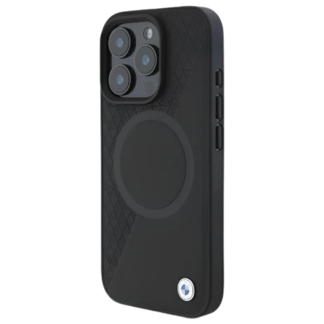 Чохол BMW Signature Leather Half Textured & Circle для iPhone 16 Pro Black with MagSafe (BMHMP16L23RTPK)