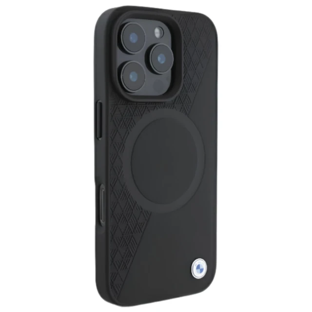 Чохол BMW Signature Leather Half Textured & Circle для iPhone 16 Pro Black with MagSafe (BMHMP16L23RTPK)