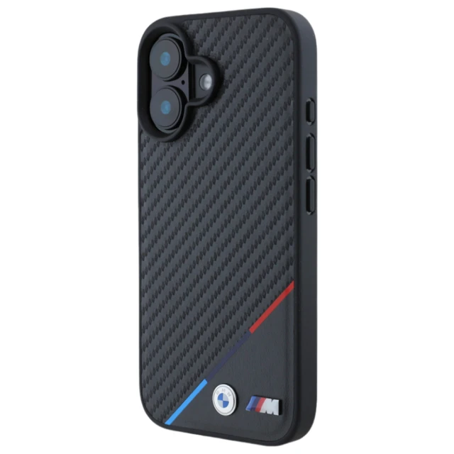 Чохол BMW Carbon Tricolor Line для iPhone 16 Plus Black with MagSafe (BMHMP16M23PUDTK)