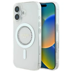 Чохол Guess IML Rhinestones для iPhone 16 Plus White with MagSafe (GUHMP16MPFTDTEH)