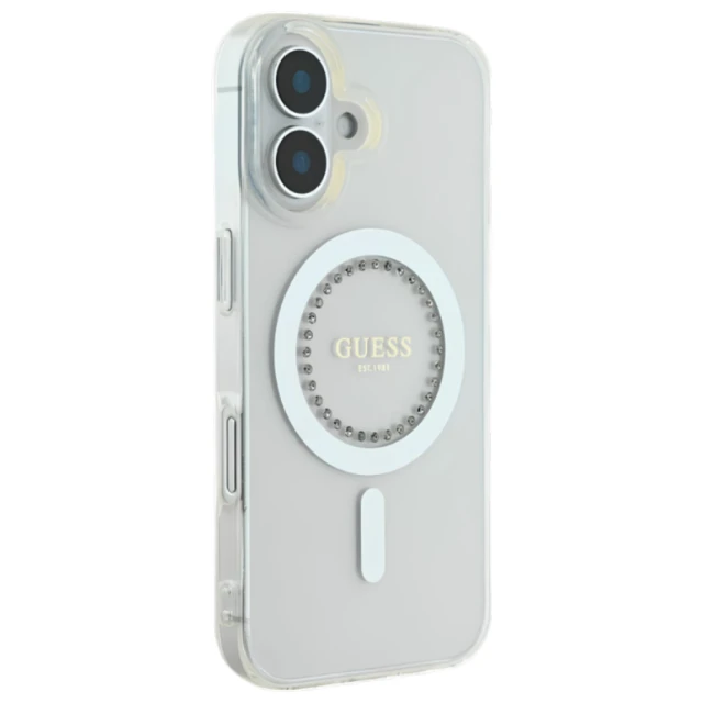 Чохол Guess IML Rhinestones для iPhone 16 Plus White with MagSafe (GUHMP16MPFTDTEH)