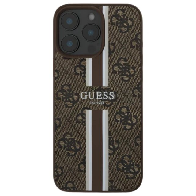 Чохол Guess 4G Printed Stripes для iPhone 16 Pro Brown with MagSafe (GUHMP16LP4RPSW)